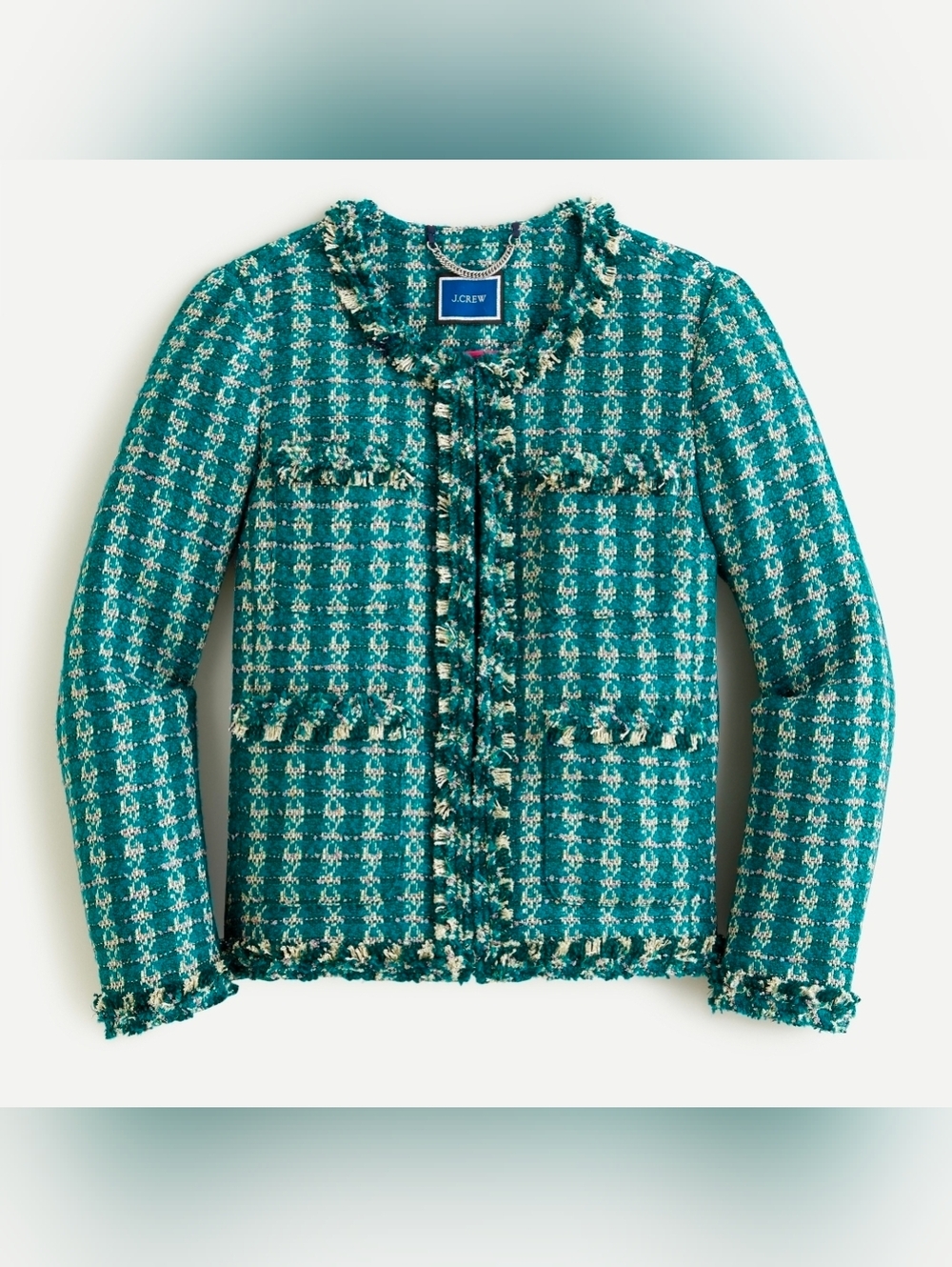 NWT J.Crew Lady Jacket in Spicy Jade Emerald Metallic Tweed Blazer 16 - Picture 2 of 9